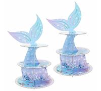 Olympicraft Set di supporti sirena 3 livelli, decorazioni mare, feste, compleanno, nozze