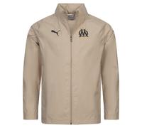 Olympique Marsiglia Puma Uomo Tutte le Stagioni Giacca Ligue 1 Beige Nuovo