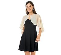 Scialli in pizzo chiffon morbido avvolge per abito da sera abito da sposa mantello coprire per le donne, Chiffon Champagne, taglia unica