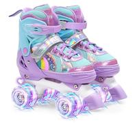 OLYSPM Pattini a rotelle bambina Regolabili Pattini a 4 Ruote,patini bambini 4 ruote luminosi per ragazze e ragazzi(Viola)