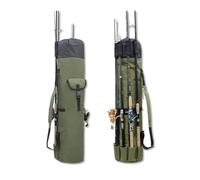 OLYSPM Porta Canne da Pesca,Borsa da Pesca 35 * 115cm con Grande Capacità nella Tasca Principale e Tasca Laterale,Borsa Pesca Impermeabile con 5 Cinghie per Fissare 5 Canne al Loro Posto