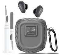 Olytop Bose QuietComfort Earbuds II (2022)/Ultra (2023) Custodia con clip di blocco e kit di pulizia penna, robusta custodia protettiva antiurto rigida con moschettone, uomo e donna, per Bose QC 2