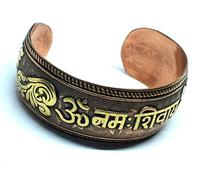 Om Bangle Namah Shivaya Rame Ottone Gioielli Grande borsa di velluto...