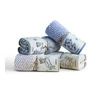 OM DOLCE CASA Coppia Asciugamani Viso e Ospite con Ricamo Segno Zodiacale 100% Cotone Idea Regalo Produzione Italiana (Beige, Acquario)