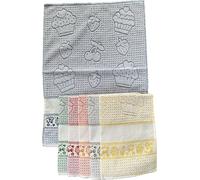 OM DOLCE CASA M&O Strofinacci con Tela Aida per Ricamo Misura CM 50X70 100% Cotone Pacco da 6 Pezzi Modello Muffin Prodotto in Italia