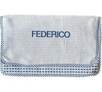 OM DOLCE CASA Porta Bavaglia Tovagliolo Cm 18x30 Compreso Personalizzazione del Nome 6 Varianti Colore 100% Cotone Ideale Per Asilo e Scuola Materna (Blu)