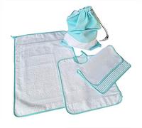 OM DOLCE CASA Set Asilo Scuola Materna Bavaglia Salvietta Sacca + in Omaggio 1 Porta bavaglia oppure una bavaglia 100% Cotone