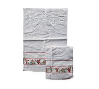 OM DOLCE CASA Strofinacci Canovacci Asciuga Piatti Natalizi Variante Candele set da 3 Pezzi 100% Cotone con Inserto in Tela Aida per Ricamo Punto Croce + STROFINACCIO CALENDARIO IN OMAGGIO