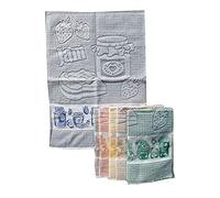 OM DOLCE CASA Strofinacci Lavorazione Jacquard Bordo Strabattuto 100% Cotone Misura Cm 50X70 Pacco da 6 Pezzi Prodotto Italiano (Jam Marmellata)