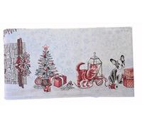OM DOLCE CASA Tovaglia Natale Gobelin Copritavolo Natalizio rettangolare cm 140 x 180 cm 140 x 240 cucina sala da pranzo 6 12 persone posti (Cane e gatto, 140 x 180)
