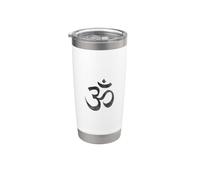 Om Indù Simbolo Yoga Nero Sbiaduto Ohm Mantra Sanscrito Aum Bicchiere termico in acciaio inox doppia parete