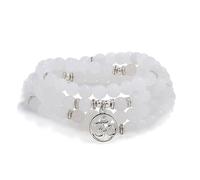 Om Mala Beads 108 Meditazione Mantra Collana Bracciale per uomini o donne Preghiera (Giada Bianca (White Jade))
