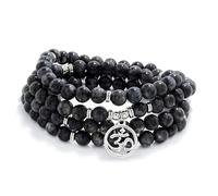 Om Mala Beads 108 Meditazione Mantra Collana Bracciale per uomini o donne Preghiera (Labradorite)