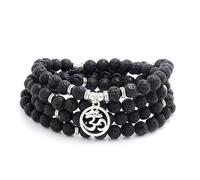 Om Mala Beads 108 Meditazione Mantra Collana Bracciale per uomini o donne Preghiera (Lava)