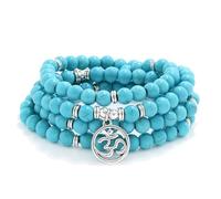 Om Mala Beads 108 Meditazione Mantra Collana Bracciale per uomini o donne Preghiera (Turchese verde (Green Turquoise))