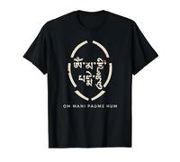 Om Mani Padme Hum Script Tibetano Mantra Buddista della compassione Maglietta con Stampa Grafica Economica, Uomo, Nero, S