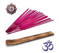 OM Namasté Kit Meditazione - 30 Bastoncini Incenso Naturale con Supporto in Legno - Lavanda Patchouli Sandalo Vaniglia - Benessere Relax Purificazione Spirituale (Patchouli)