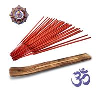 OM Namasté Kit Meditazione - 30 Bastoncini Incenso Naturale con Supporto in Legno - Lavanda Patchouli Sandalo Vaniglia - Benessere Relax Purificazione Spirituale (Sandalo e Miele)