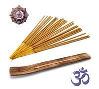 OM Namasté Kit Meditazione - 30 Bastoncini Incenso Naturale con Supporto in Legno - Lavanda Patchouli Sandalo Vaniglia - Benessere Relax Purificazione Spirituale (Vaniglia)