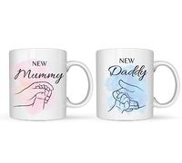 OM Print Hub Set di tazze per caffè "Mummy and Daddy", regalo per neo genitori, baby shower, regalo per la festa della mamma/del papà, Natale, anniversario, set di tazze per mamma e papà 300ml/11oz