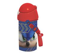 OM SUPPLIES Sonic The Hedgehog, Borraccia sportiva con cordino per il collo, per bambini, facile da trasportare, per scuola, pranzo, 500 ml (Sonic)