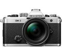 OM SYSTEM Fotocamera OM-3 con Sistema Micro Quattro Terzi, Sensore Stacked BSI da 20 MP, Stabilizzazione dell'Immagine a 5 Assi, Argento + 12-45mm Obiettivo