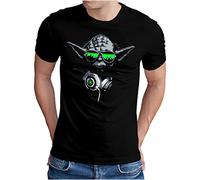 OM3® DJ-YODA - Maglietta da uomo | Deejay Headphones Party Club Music Beat Turntables | S - 5XL, Nero , L