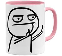 OM3 Internet Troll Flip Off Meme - Tazza da caffè con dito medio, in ceramica, 325 ml, stampa su entrambi i lati, colore: Rosa