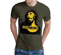 OM3® Kill Your Idols - Maglietta da uomo | 90s Jesus Hard Rock Punk Grunge Music Band | S - 5XL, oliva, 3XL