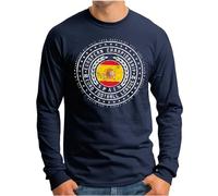 OM3® Maglietta a maniche lunghe della Spagna da uomo | España Spain Team Shirt Bandiera calcio EM | S - 4XL, blu navy, XL