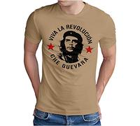 OM3® T-shirt Che Guevara | Uomo | Viva La Revolucion Guerilla combattente | S - 5XL, cachi, L