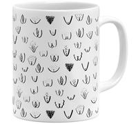 OM3® Tazza da caffè divertente con vaginas vulva, motivo rotondo | tazza in ceramica | 11oz 325 ml | stampa completa | bianco