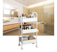 Omabeta Carrello Portaoggetti con Rotelle Rastrelliera Portaoggetti a 3 Livelli Elegante e Resistente per Camera da Letto, Ufficio, Bianco