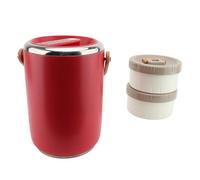 Omabeta Contenitore per Alimenti Coibentato in Acciaio Inossidabile Contenitore per Pranzo Caldo a Tenuta Stagna per Picnic All'aperto per Adulti, Acciaio Inossidabile 304, 2L (Rossa)