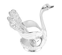 Omabeta Elegante Porta Cucchiaino da caffè a Forma di Cigno con Lucidatura a Specchio per L'arredamento del Bar Dell'home Office, Materiale in Lega Resistente, 1 unità (Supporto bianco argento con
