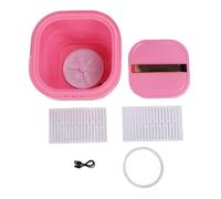 Omabeta Mini Lavatrice Pieghevole Portatile Efficiente Lavasciuga per Bucato per Appartamento da Viaggio Campeggio Silicone 11,4x11,4x11,2 Pollici per Biancheria Intima, Magliette, Asciugamani (Rosa)