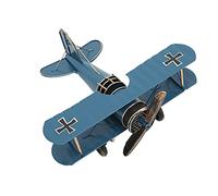 Omabeta Modello di Aeroplano retrò Biplano Vintage Artigianale per la (Blu)