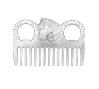 Omabeta Pettine per in Metallo, Strumento per Toelettatura Portatile Tascabile con Denti Lisci e Lucidati per Districare Criniera e Coda, Spazzola per Pulizia Durevole