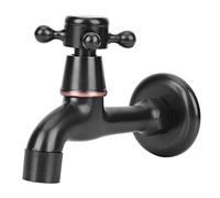 Omabeta Rubinetto da parete nero retrò rame nero rubinetto acqua classico rubinetto acqua da giardino ad apertura rapida fredda unico per uso domestico del bagno (rubinetto lungo)