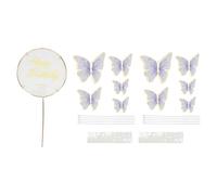 Omabeta Set di Inserti per Torta con Farfalla, Toppers Colorati con Farfalla 3D per Decorazioni di Compleanno e Feste di Matrimonio - 30 Carte e Aste di Metallo Incluse (Viola)