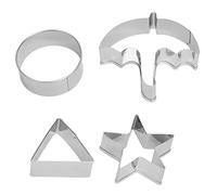 Omabeta Set di Stampini per Zucchero per Realizzare Caramelle Creative, 5 Formine per Biscotti in Acciaio Inossidabile per Feste e Celebrazioni, Forme Uniche in Argento