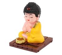 Omabeta Statuetta di Buddha, colori vivaci Testa di bobblehead di Buddha che annuisce in plastica resistente ad energia solare per camera da letto