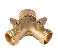 Omabeta Valvola a Sfera a Due Vie da Giardino Durevole con Divisore per Tubi Flessibili in Ottone a 2 Vie per L'irrigazione del Prato da 3/4 Pollici (Filo europeo)