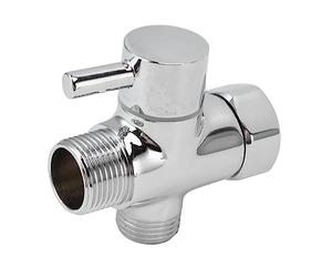 Omabeta Valvola Deviatrice Doccia a 3 Vie in Ottone Cromato, Separatore D'acqua, Adattatore a T, Uscita da 7/8 Pollici, Ingresso da 1/2 Pollici, Installazione Semplice per Soffioni Doccia Portatili