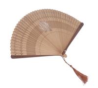 Omabeta Ventaglio Pieghevole in bambù, Strumento di Raffreddamento Portatile Leggero per le Calde Giornate Estive per L'arredamento Dell'home Office Bianco (Osso a ventaglio marrone)