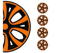OMAC, 4x coprimozzi, copriruota, cerchi in acciaio da 14" pollici, compatibili con Auto KFZ PKW ABS, Nero, arancione, 4x