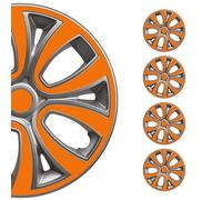 OMAC, 4x coprimozzi, copriruota, cerchi in acciaio da 16" pollici, compatibili con Auto KFZ PKW ABS, Grigio, arancione, 4x