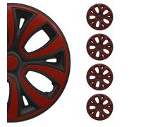 OMAC, 4x coprimozzi, copriruota, cerchi in acciaio da 16" pollici, compatibili con Auto KFZ PKW ABS, Nero, rosso, 4x