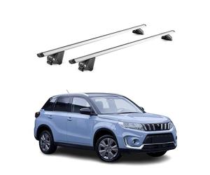 OMAC - Barre portapacchi Grundtraeger compatibili con Suzuki Vitara mk4 2015-2025, in alluminio, con ABE, capacità di carico 100kg, colore argento, 2 pezzi, Reling chiusa per portabiciclette, scatole