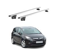 OMAC Barre portapacchi per portapacchi compatibili con Opel Zafira C Tourer 2011-2019, in alluminio ABE da 100 kg, argento, 2 pezzi, barre chiuse per portabici, box da tetto, portasci per carichi